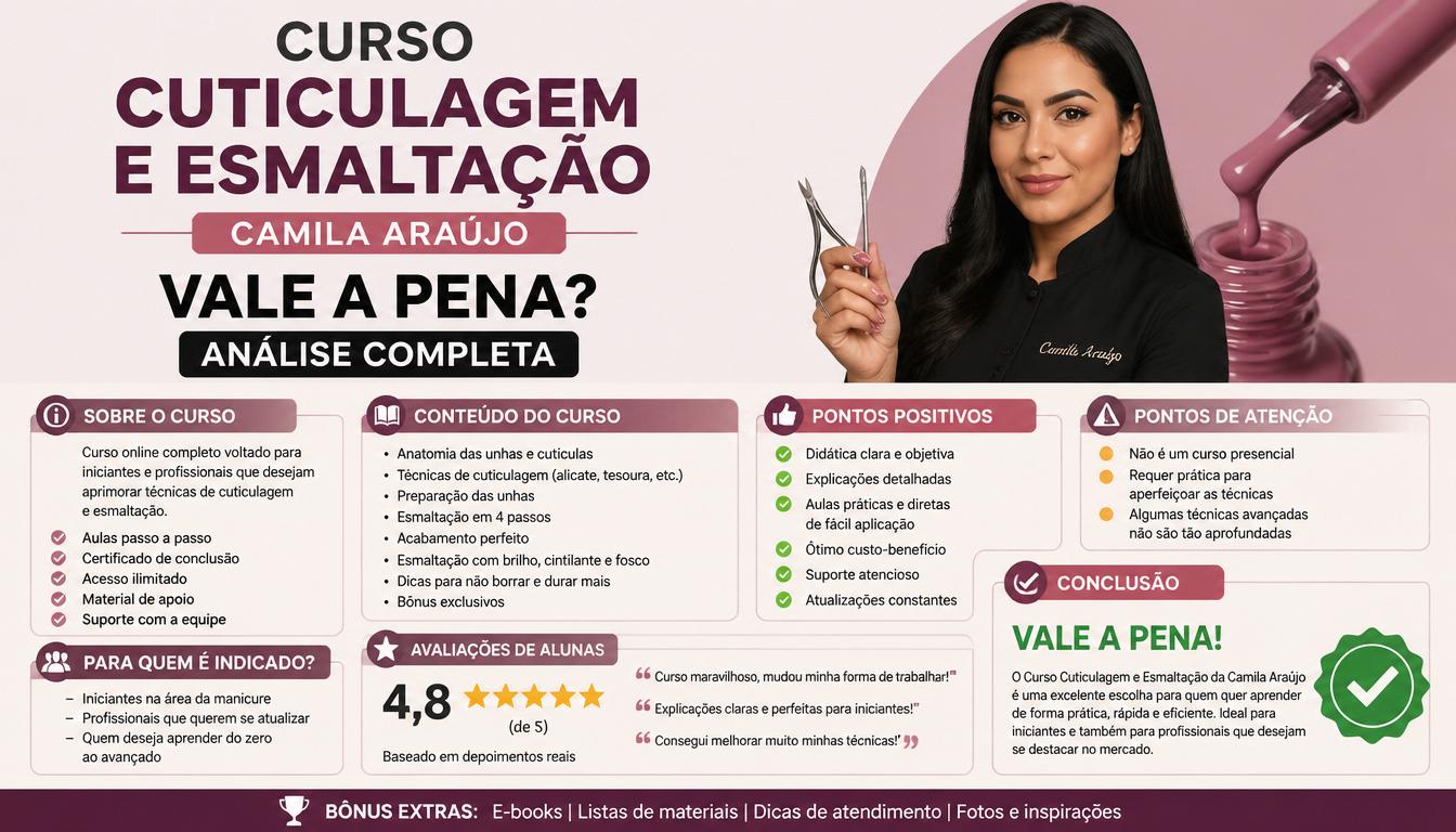 Curso Cutilagem e Esmaltação Camila Araujo review completo 2026